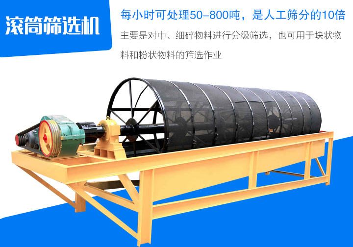 滾筒篩選機主要是對中、細碎物料進行分級篩選，也可用于塊狀物 料和粉狀物料的篩選作業